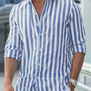 Camisa de Linho Masculina Listrada