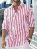Camisa de Linho Masculina Listrada
