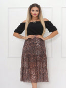 Saia Onça em Tule Midi Feminino Modelo Cigana