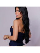 Cropped Estilo Corset/Corselet tomara que caia feminino com decote V tecido Lavezzi De Poliamida