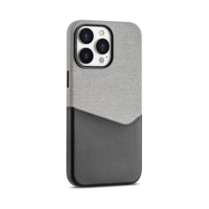 Case iPhone em Tecido e Couro Minimalista
